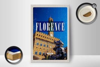 Panneau en bois voyage 12x18cm Florence Italie tour de l'horloge rétro Toscana 2
