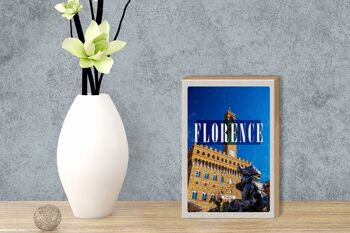 Panneau en bois voyage 12x18cm Florence Italie tour de l'horloge rétro Toscana 3