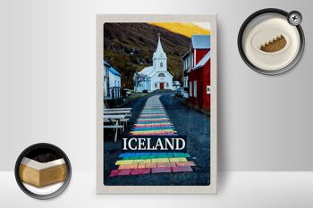 Panneau en bois voyage 12x18 cm décoration église Islande Iselstaat 2