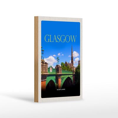 Panneau en bois voyage 12x18 cm Glasgow Écosse décoration ville portuaire