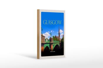 Panneau en bois voyage 12x18 cm Glasgow Écosse décoration ville portuaire 1