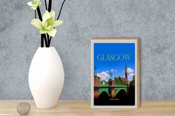 Panneau en bois voyage 12x18 cm Glasgow Écosse décoration ville portuaire 3