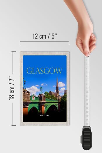 Panneau en bois voyage 12x18 cm Glasgow Écosse décoration ville portuaire 4