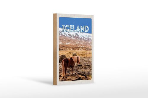 Holzschild Reise 12x18 cm Iceland Pony icelandic horse Geschenk