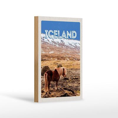 Holzschild Reise 12x18 cm Iceland Pony icelandic horse Geschenk