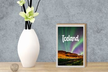 Panneau en bois voyage 12x18 cm Islande rétro aurores boréales cadeau 3