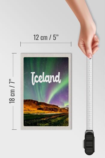 Panneau en bois voyage 12x18 cm Islande rétro aurores boréales cadeau 4