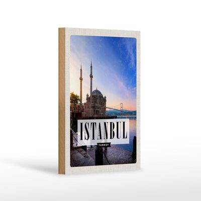 Cartel de madera viaje 12x18 cm Estambul Turquía mezquita mar regalo
