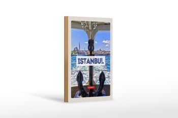 Panneau en bois voyage 12x18 cm Istanbul Turquie ancre mer cadeau 1