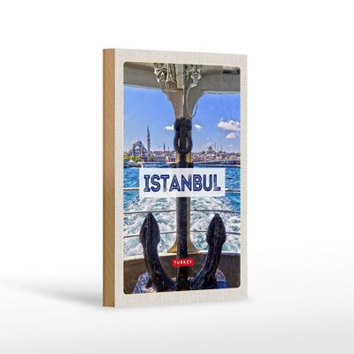 Holzschild Reise 12x18 cm Istanbul Turkey Anker Meer Geschenk