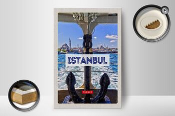 Panneau en bois voyage 12x18 cm Istanbul Turquie ancre mer cadeau 2