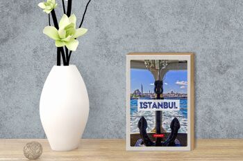 Panneau en bois voyage 12x18 cm Istanbul Turquie ancre mer cadeau 3