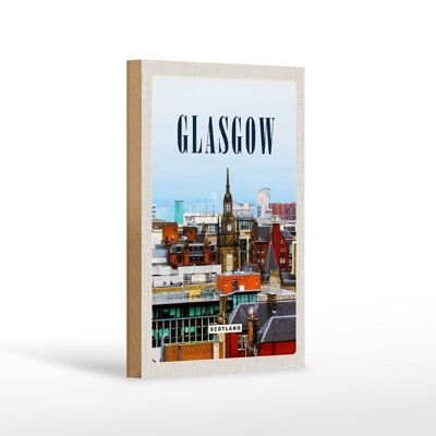 Panneau en bois voyage 12x18 cm Glasgow Écosse décoration de la vieille ville