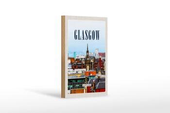 Panneau en bois voyage 12x18 cm Glasgow Écosse décoration de la vieille ville 1