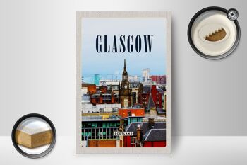 Panneau en bois voyage 12x18 cm Glasgow Écosse décoration de la vieille ville 2
