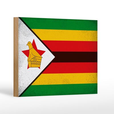 Holzschild Flagge Simbabwe 18x12 cm Flag Zimbabwe Vintage Dekoration