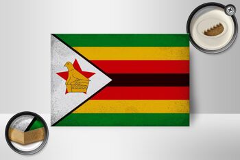Panneau en bois drapeau Zimbabwe 18x12 cm Drapeau Zimbabwe décoration vintage 2