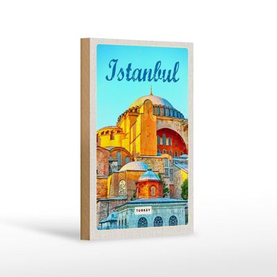 Cartel de madera de viaje 12x18 cm Estambul Turquía imagen regalo de vacaciones