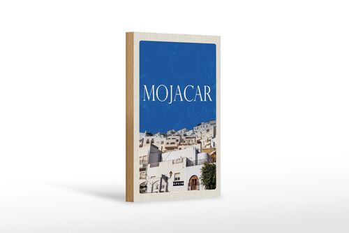 Holzschild Reise 12x18cm Retro Mojacar Spain Spanien Himmel Dekorationschild