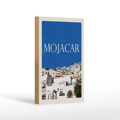 Holzschild Reise 12x18cm Retro Mojacar Spain Spanien Himmel Dekorationschild