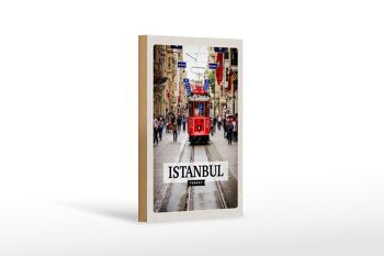 Panneau en bois voyage 12x18 cm Istanbul Turquie destination de voyage tramway 1