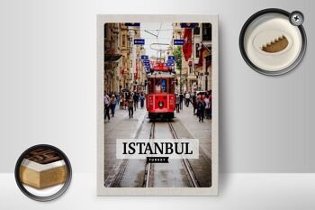 Panneau en bois voyage 12x18 cm Istanbul Turquie destination de voyage tramway 2