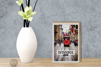 Panneau en bois voyage 12x18 cm Istanbul Turquie destination de voyage tramway 3
