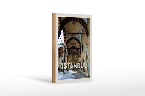 Holzschild Reise 12x18cm Retro Istanbul Turkey Moschee Geschenk