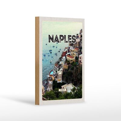 Holzschild Reise 12x18 cm Naples Italy Neapel Italien Panorama