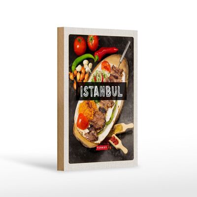 Holzschild Reise 12x18 cm Istanbul Turkey Kebab Fleisch Steak