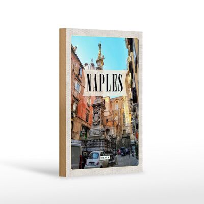 Wooden sign travel 12x18cm Naples Italy Naples Italy architecture tinsign