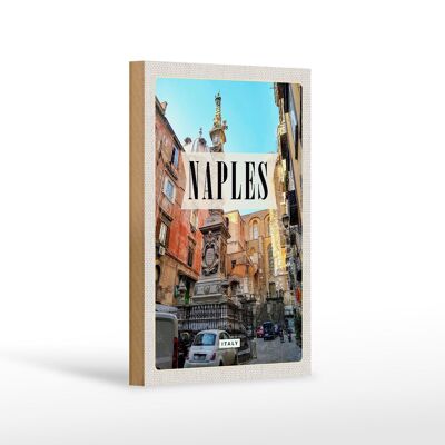 Panneau en bois voyage 12x18cm Naples Italie Naples Italie architecture tinsign