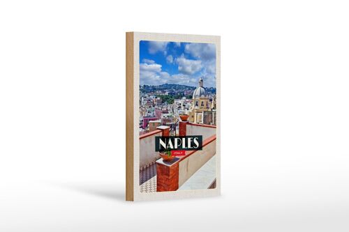 Holzschild Reise 12x18 cm Naples Italy Neapel Panorama Himmel