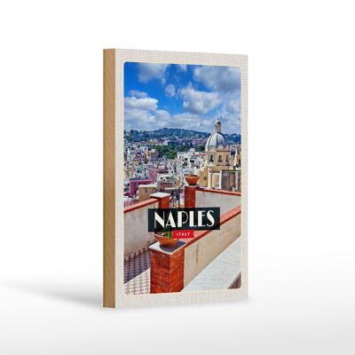 Cartello in legno da viaggio 12x18 cm Napoli Italia Cielo panoramico di Napoli