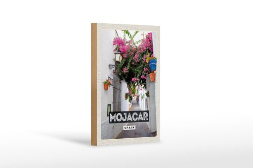 Holzschild Reise 12x18 cm Mojacar Spain Spanien Blumen Geschenk