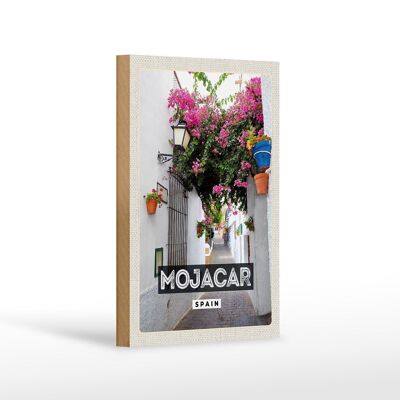 Cartello in legno da viaggio 12x18 cm Mojacar Spagna Spagna regalo fiori