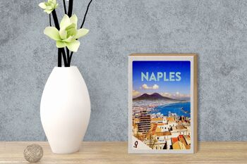 Panneau en bois voyage 12x18cm rétro Naples italie Naples Panorama mer, signe en fer blanc 3