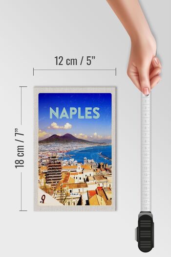 Panneau en bois voyage 12x18cm rétro Naples italie Naples Panorama mer, signe en fer blanc 4