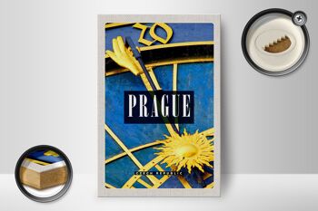 Panneau en bois voyage 12x18 cm Prague décoration horloge astronomique de Prague 2