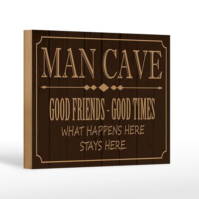 Cartello in legno con scritta 18x12 cm grotta uomo buoni amici decorazione bei momenti