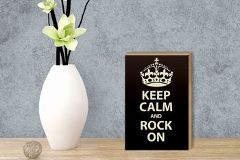 Panneau en bois disant 12x18 cm Keep Calm and rock on décoration cadeau 3