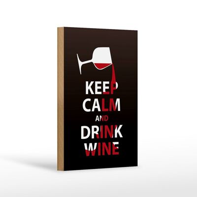 Cartel de madera con texto Keep Calm and Drink Wine 12x18 cm de regalo