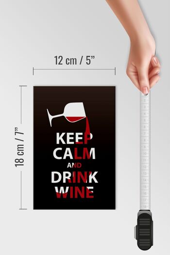 Panneau en bois disant 12x18 cm Keep Calm and Drink Wine Gift 4
