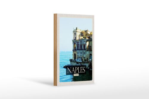 Holzschild Reise 12x18 cm Naples Italy Neapel Panorama Meer