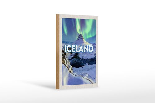 Holzschild Reise 12x18 cm Iceland Iselstaat Polarlicht Geschenk