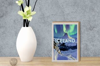Panneau en bois voyage 12x18 cm Islande Iselstaat Northern Lights cadeau 3
