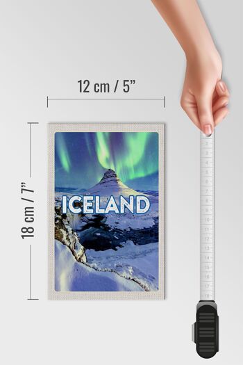 Panneau en bois voyage 12x18 cm Islande Iselstaat Northern Lights cadeau 4