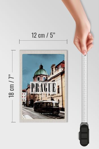 Panneau en bois voyage 12x18 cm Prague Tramway de Prague République Tchèque 4