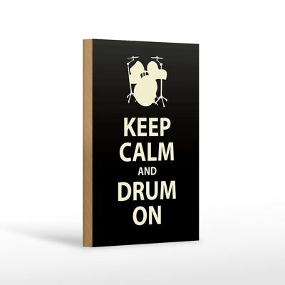 Cartello in legno con scritta "Keep calm and drum" sulla decorazione regalo 12x18 cm