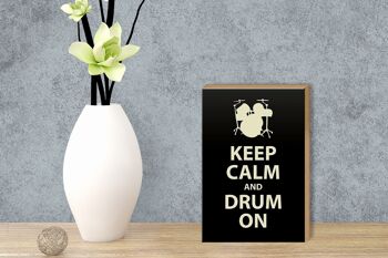 Panneau en bois disant 12x18 cm Keep calm and drum on gift decoration 3
